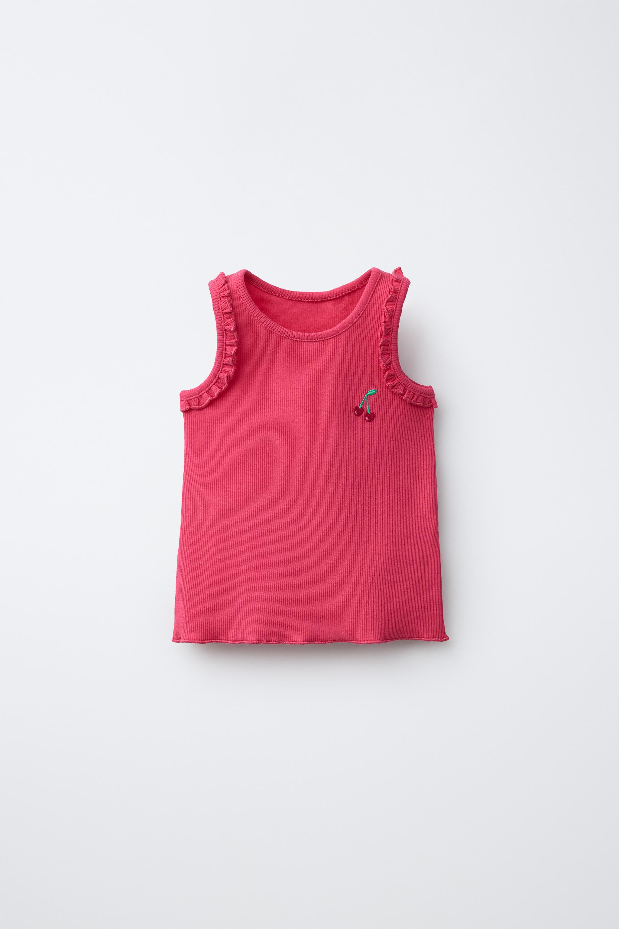 EMBROIDERED RIBBED SLEEVELESS T-SHIRT